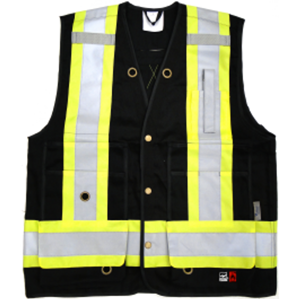 FR Surveyor Safety Vest, D-Ring Access, 11 Pockets - Black  | Viking Outwears