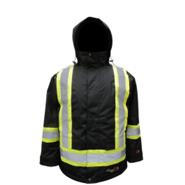 ThermoMAXX® Insulated 34" Long Hooded Safety Parka - Black  | Viking Outwears
