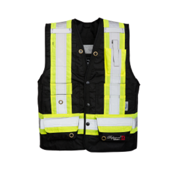 Surveyor Safety Vest, Full Featured, 13 Pockets - Black  | Viking Outwears