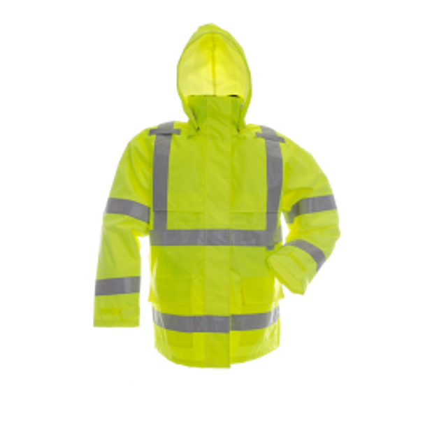 Hooded Safety Jacket - Fluorescent Green  | Viking Outwears