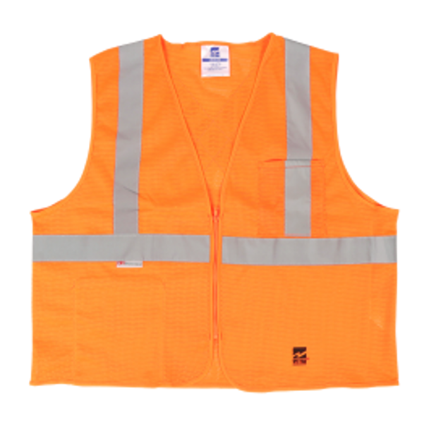 Mesh Safety Vest, Front Zipper Closure - Fluorescent Orange | Viking Outwear