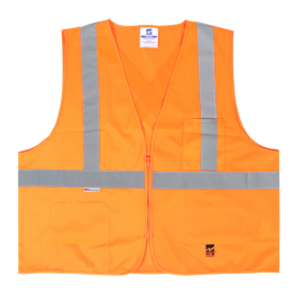 Safety Vest, Front Zipper Closure - Fluorescent Orange | Viking Outwear