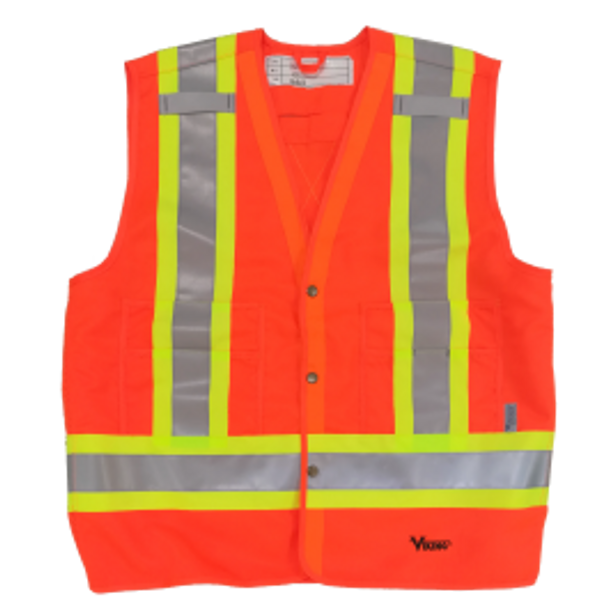 Tall Safety Vest - 6 Pockets, D-Ring Access - Fluorescent Orange | Viking Outwear