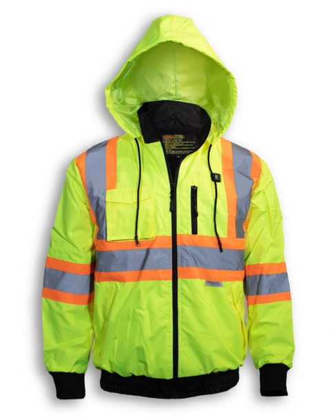 Lime Green Battery Heated Traffic Safety Jacket