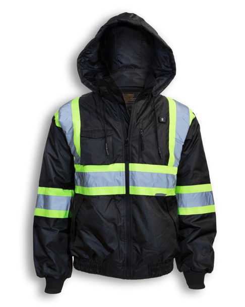 Black Battery Heated Traffic Safety Jacket