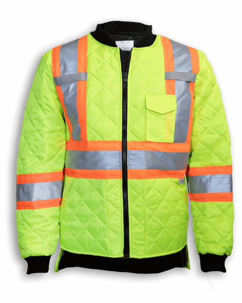 Lime Quilt Polyester Traffic Safety Jacket