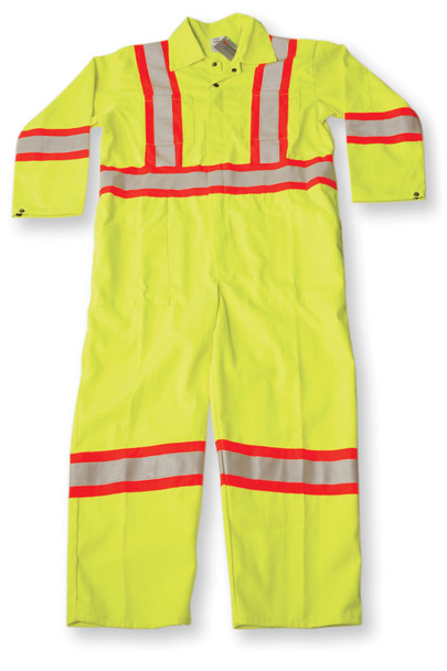 Lime Green Poly/Cotton Safety Coverall