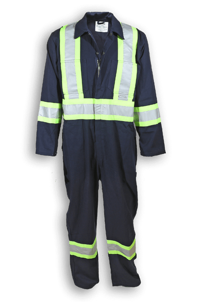 Hi Vis Navy Blue 100% Cotton Traffic Safety Coverall