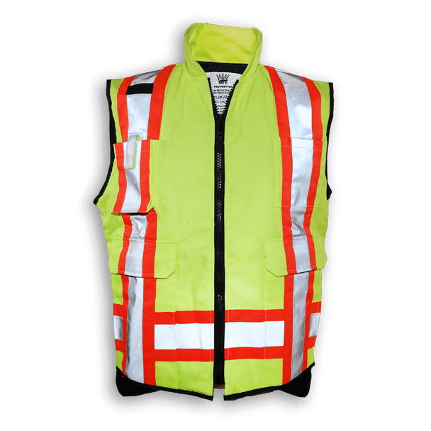Lime Green Quilted Poly/Cotton Supervisor Safety Vest