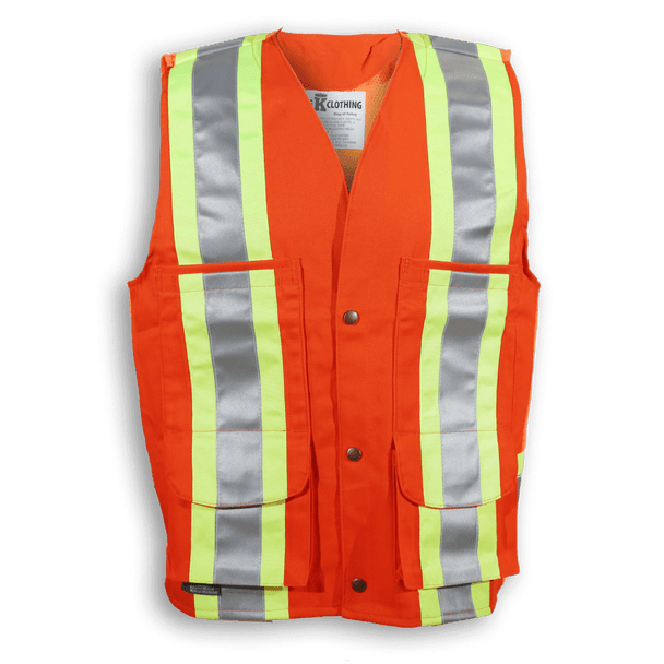 Orange Cotton Supervisor Safety Vest with Polyester Full Mesh Back