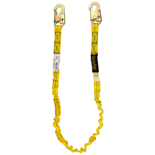 6' POY Energy Absorbing Lanyard, Single Leg, Lime Green with Steel Snaps
