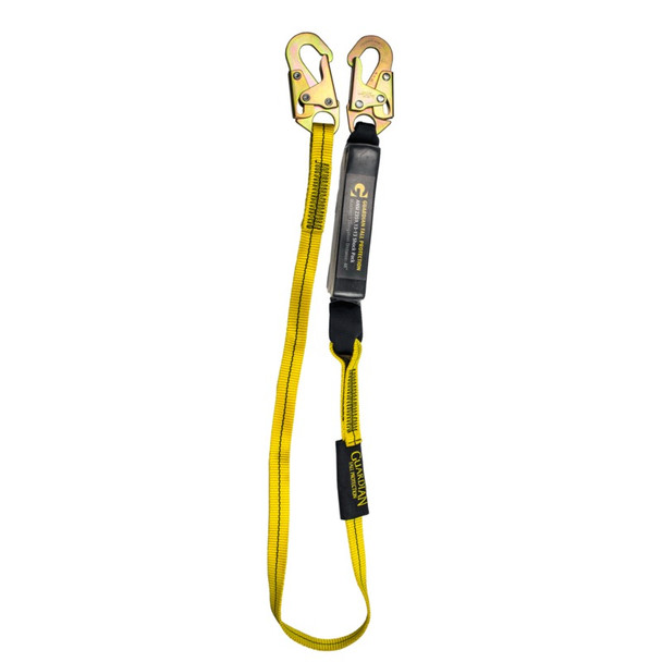 6' External Energy Absorbing Lanyard, Single Leg, Yellow with Steel Snap Hook