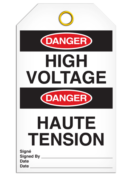 Bilingual Danger Â High Voltage Tag