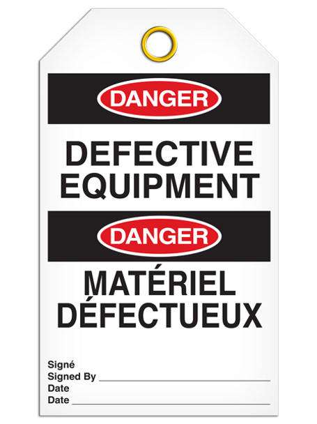 Bilingual Danger Â Defective Equipment Tag