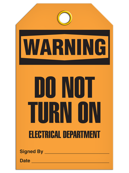 Warning  Do Not Turn On Electrical Department Tag