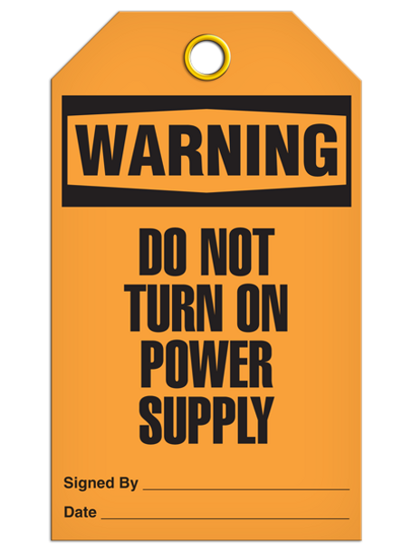 Warning  Do Not Turn On Power Supply Tag