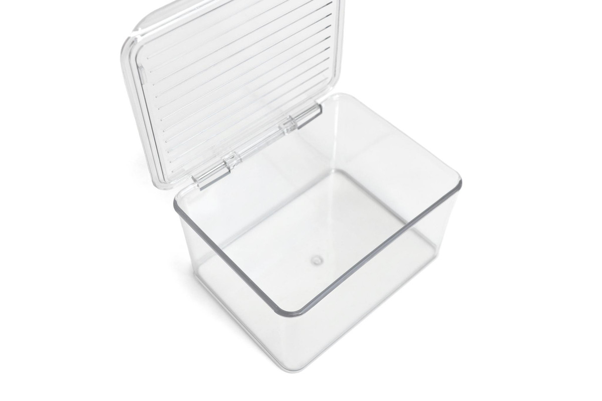 clear plastic storage box hinged lid from