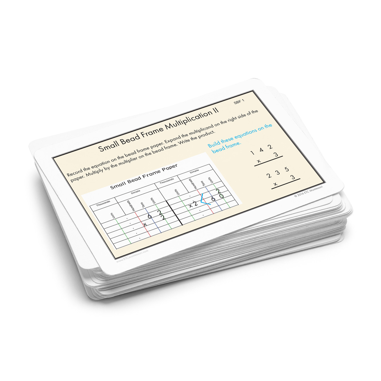 Large Bead Frame Multiplication Task Cards. Level 3-6 | ETC Montessori
