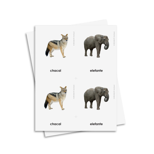Tarjetas de tres partes de animales africanos – Material digital imprimible