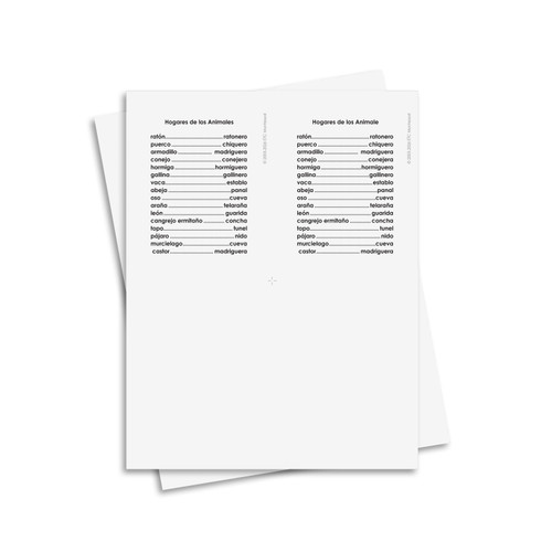 Tarjetas de tres partes de animales y sus hogares – Material digital imprimible
