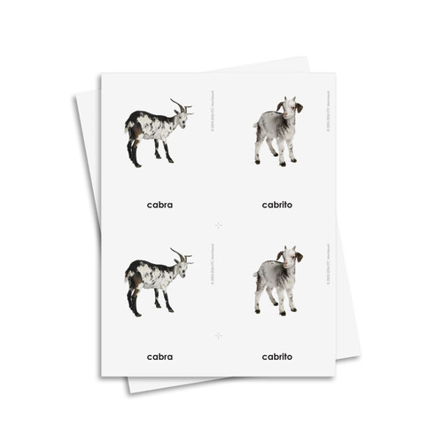 Tarjetas de tres partes de animales y sus crías – Material digital imprimible