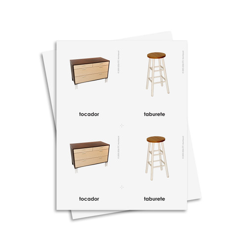 Tarjetas de tres partes de objetos del hogar – Material digital imprimible