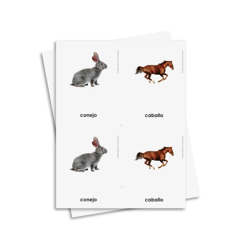 Tarjetas de tres partes de animales domésticos - material digital imprimible