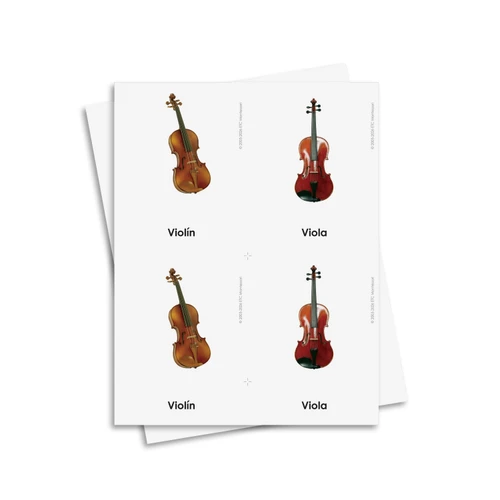 Tarjetas de tres partes de instrumentos orquestales - material digital imprimible