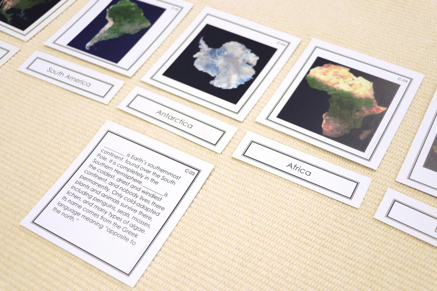 World Continents and Hemispheres 3 Part Cards
