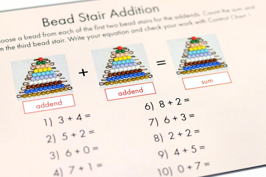 Bead Stair Addition Task Cards.  Level 3-6 - Digital Printable