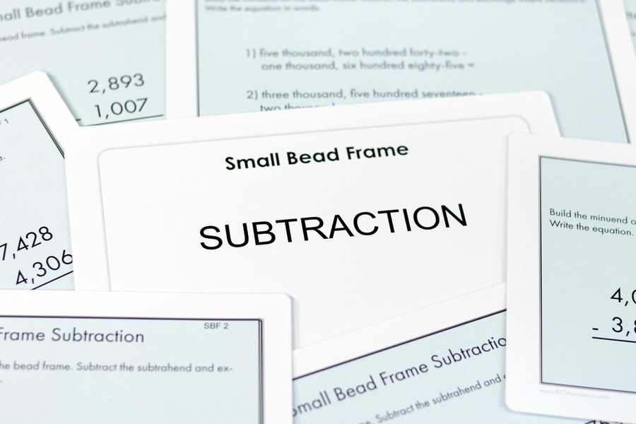Small Bead Frame Subtraction Task Cards.  Level 3-6 - Digital Printable