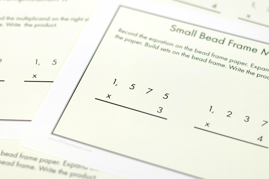 Small Bead Frame Multiplication Task Cards.  Level 3-6 Digital Printable