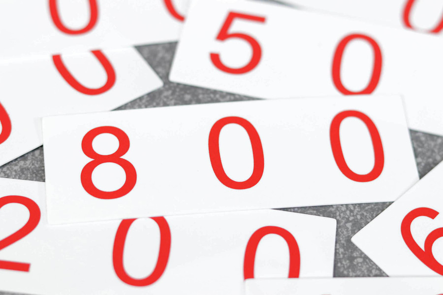 Small Number Cards 1–3000: Plastic