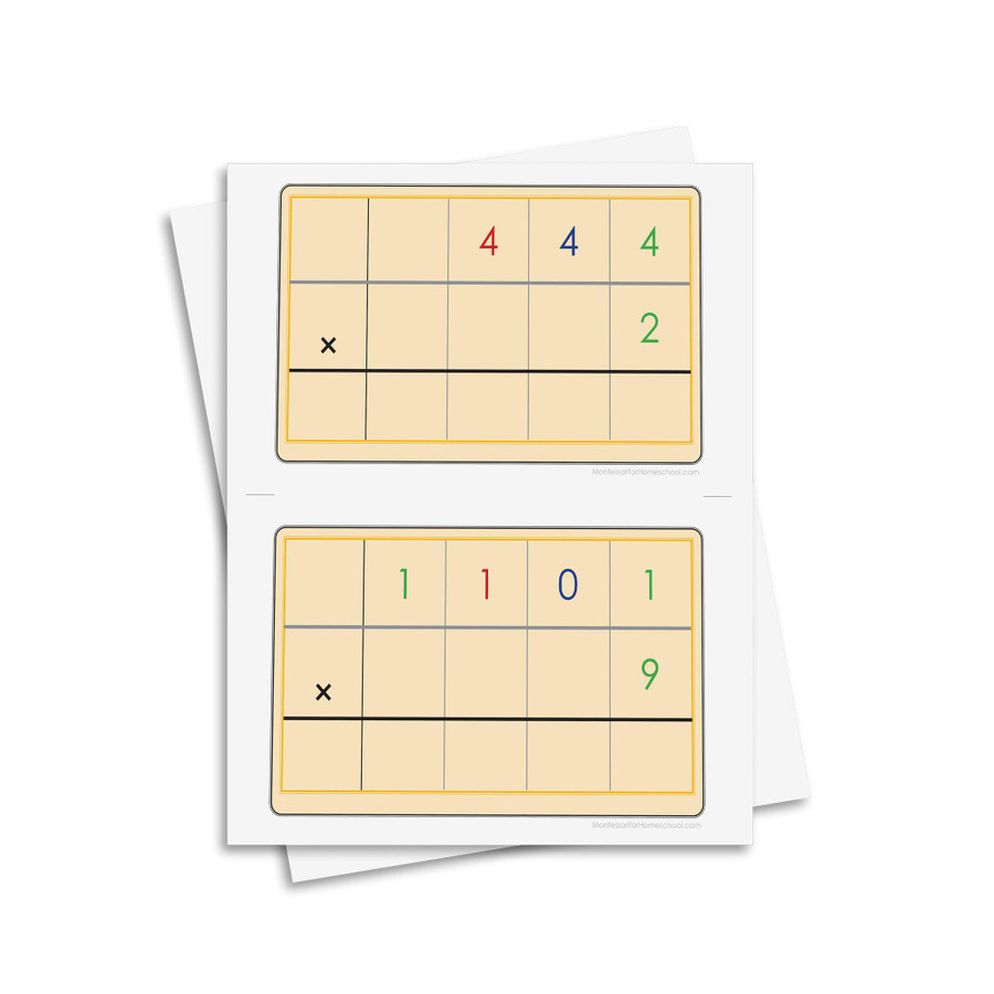 Golden Bead Task Cards for multiplication - Digital Printable