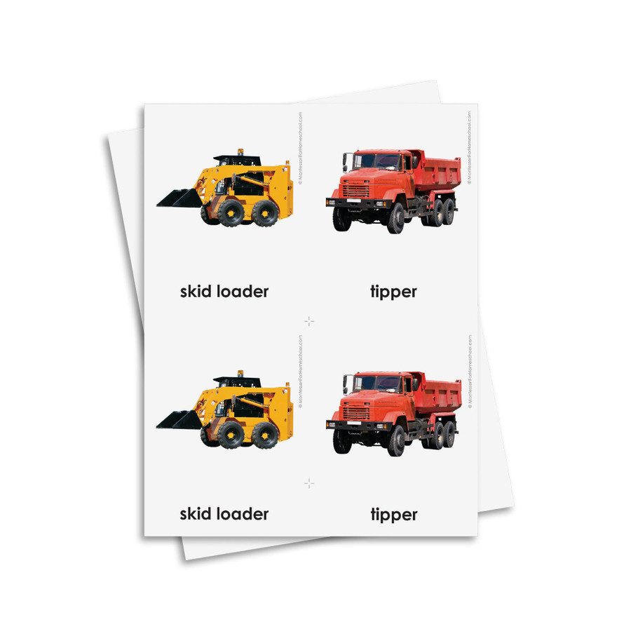 Construction Equipment 3 Part Cards - Digital Printable