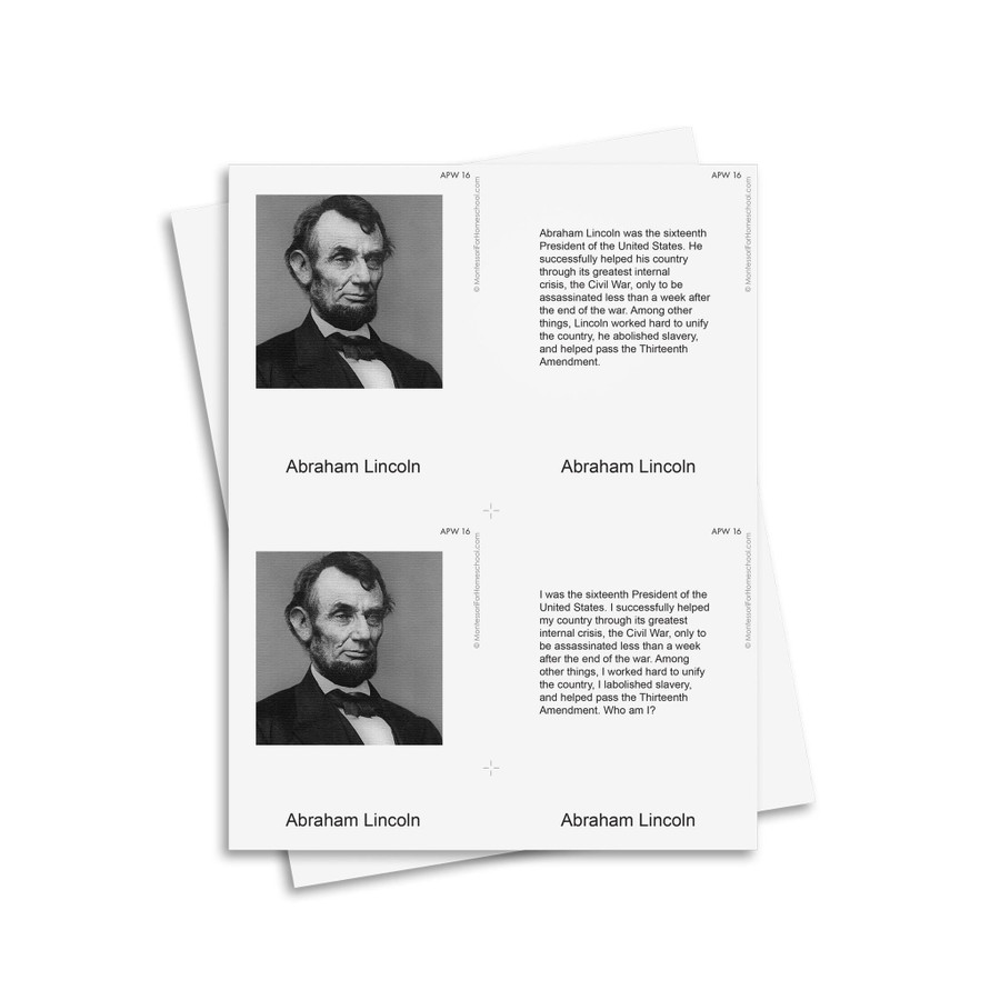 American Presidents. Who Am I Cards - Montessori Homeschool Edition