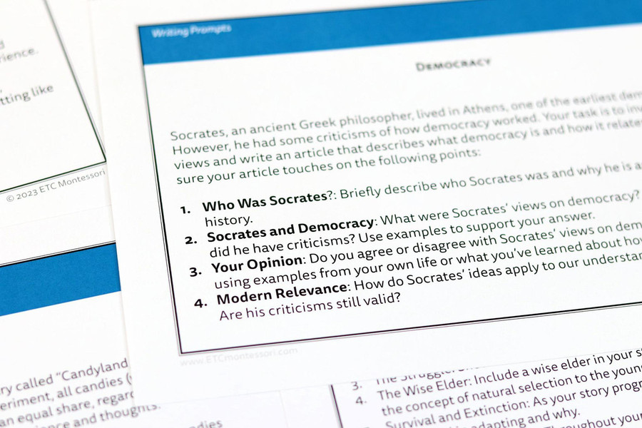 Writing Prompts for Secondary Year 1 - Digital Printable