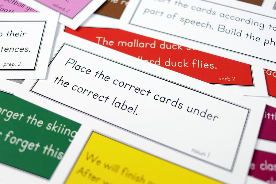 Grammar Box Sentences and Cards - TRADITIONAL COLOR SCHEME