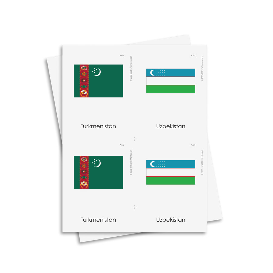 Flags of Asia 3 Part Cards - Digital Printable