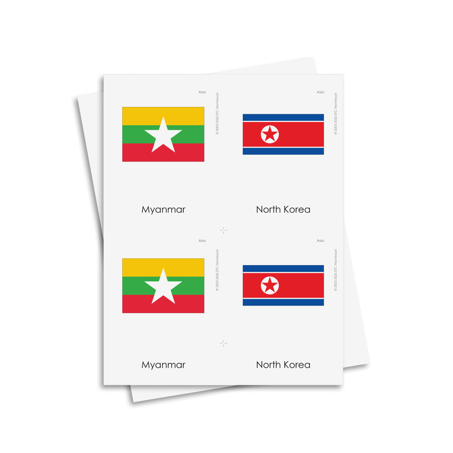 Flags of Asia 3 Part Cards - Digital Printable