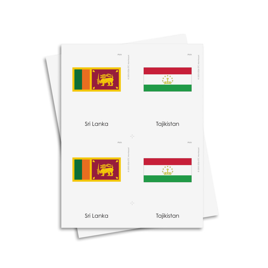Flags of Asia 3 Part Cards - Digital Printable