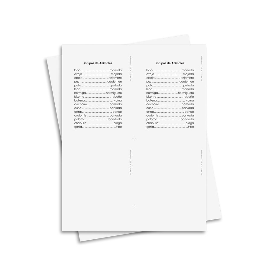 Tarjetas de tres partes de animales y sus grupos – Material digital imprimible
