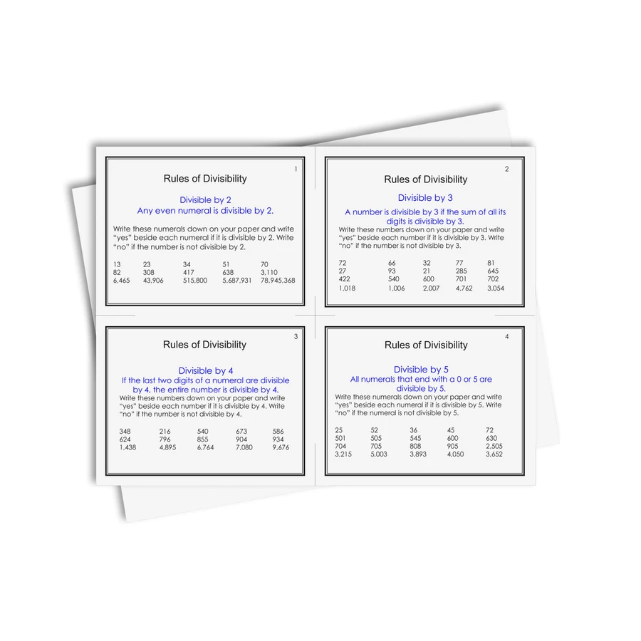 Reglas de divisibilidad – Material digital imprimible