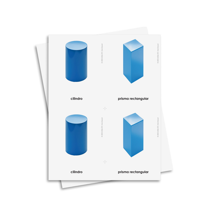 Tarjetas de tres partes de sólidos geométricos – Material digital imprimible