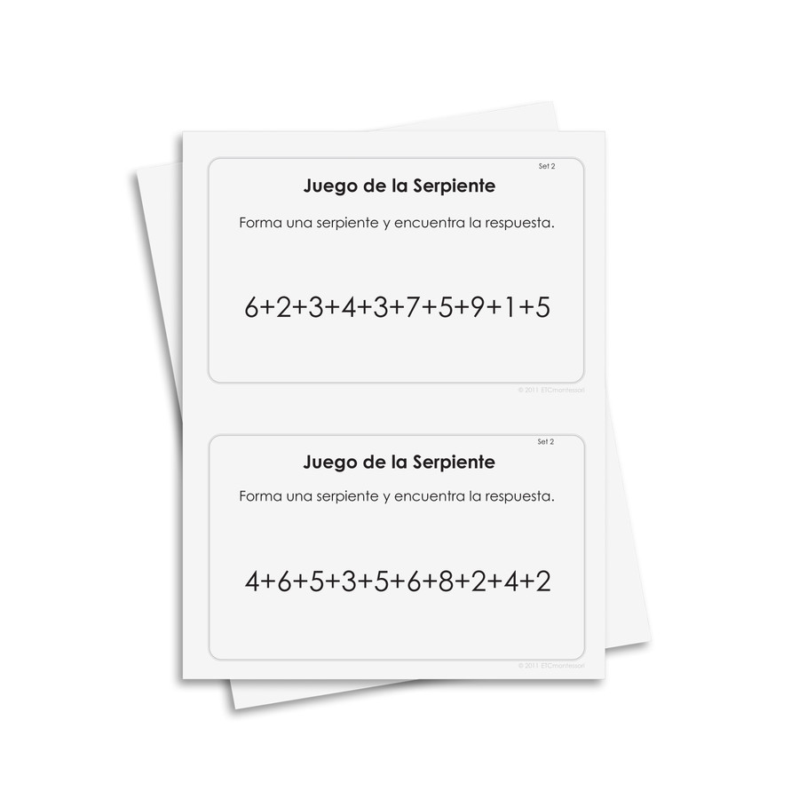 Kit 2 del Juego de la Serpiente para la suma: material digital imprimible