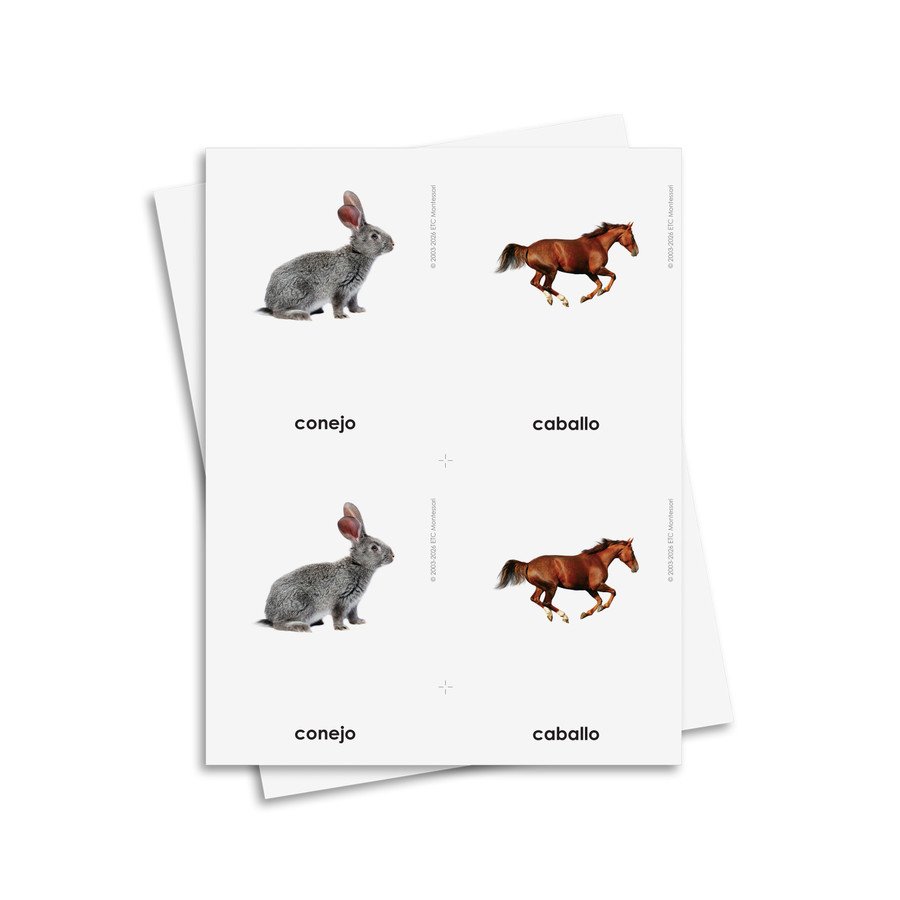 Tarjetas de tres partes de animales domésticos - material digital imprimible