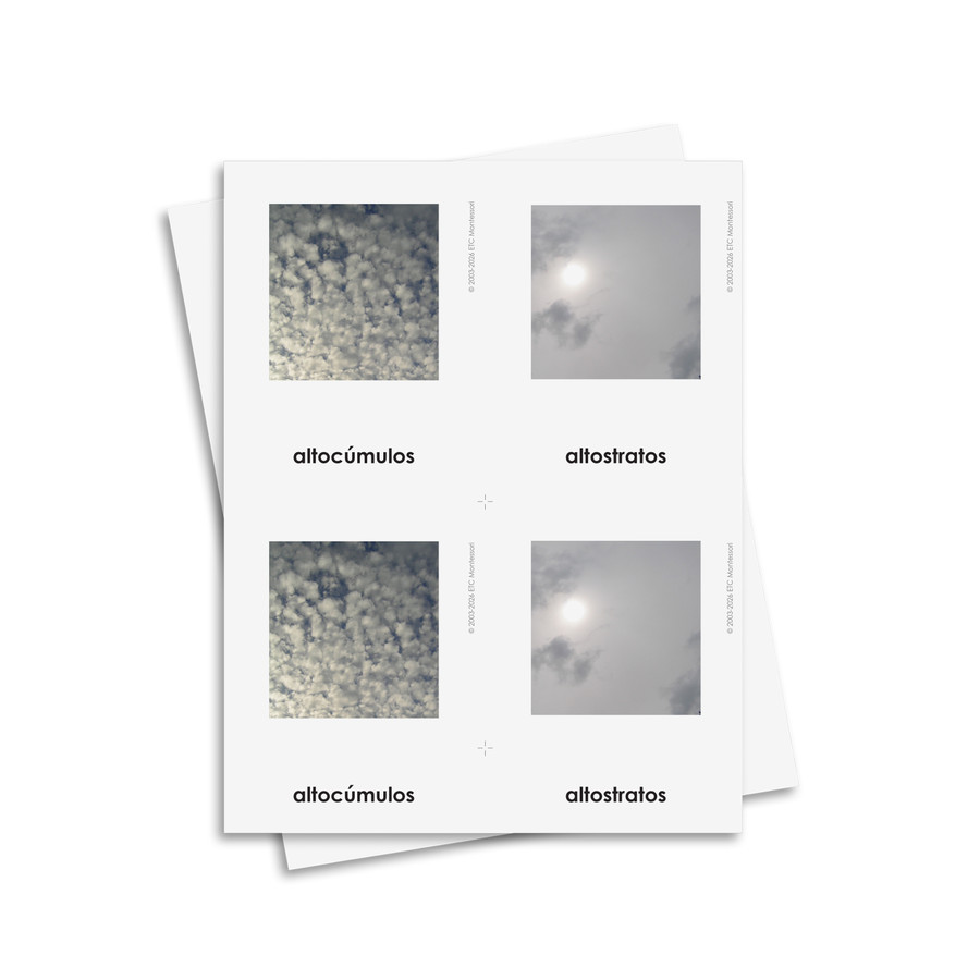 Tarjetas de tres partes de formaciones de nubes