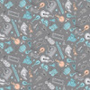 CLEARANCE - FIGO Fabrics - Musical Animals by Carly Gledhill - 90425-95 - Gray Instruments