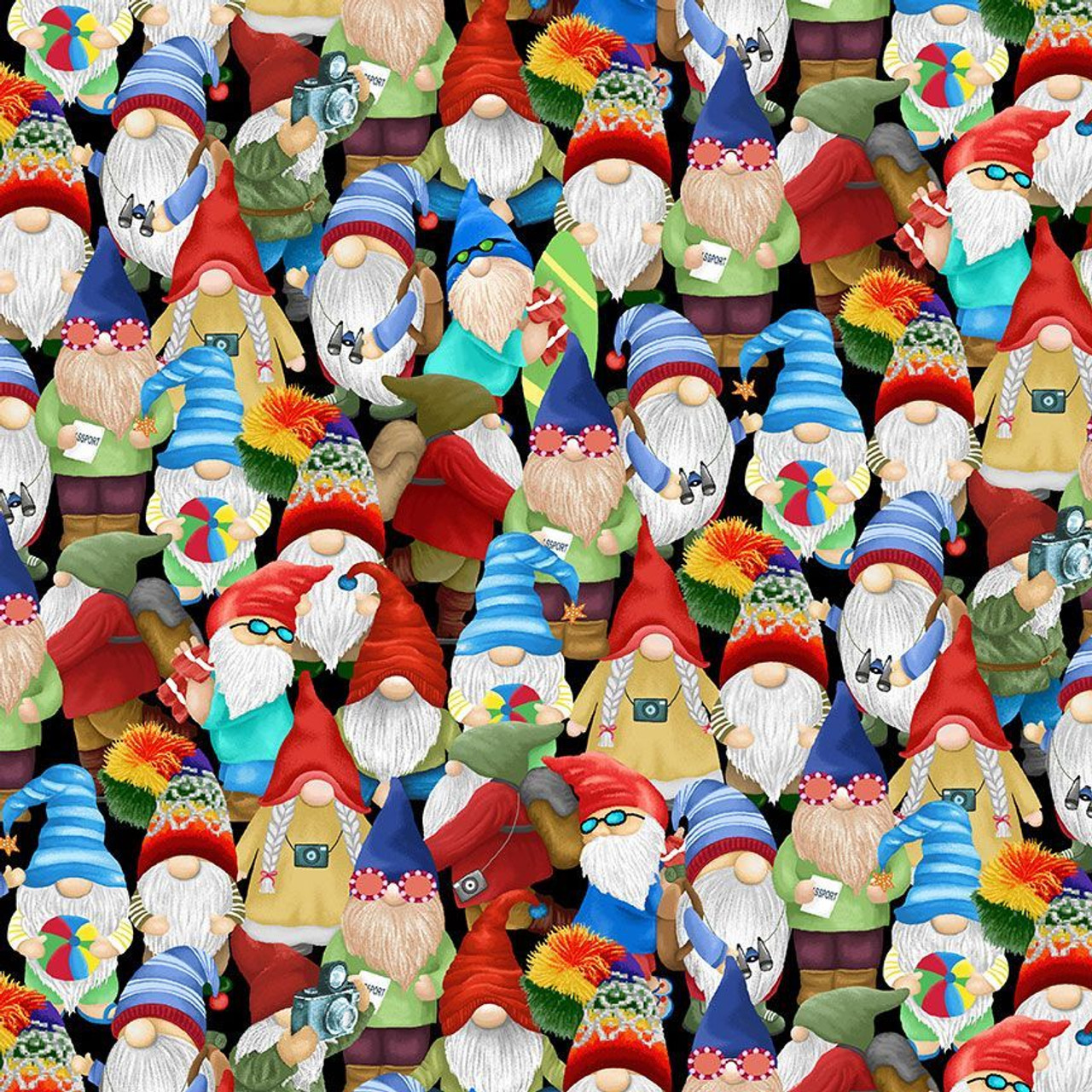 Gnomes for the Holidays by Gail Cadden 100% Cotton Fabric
