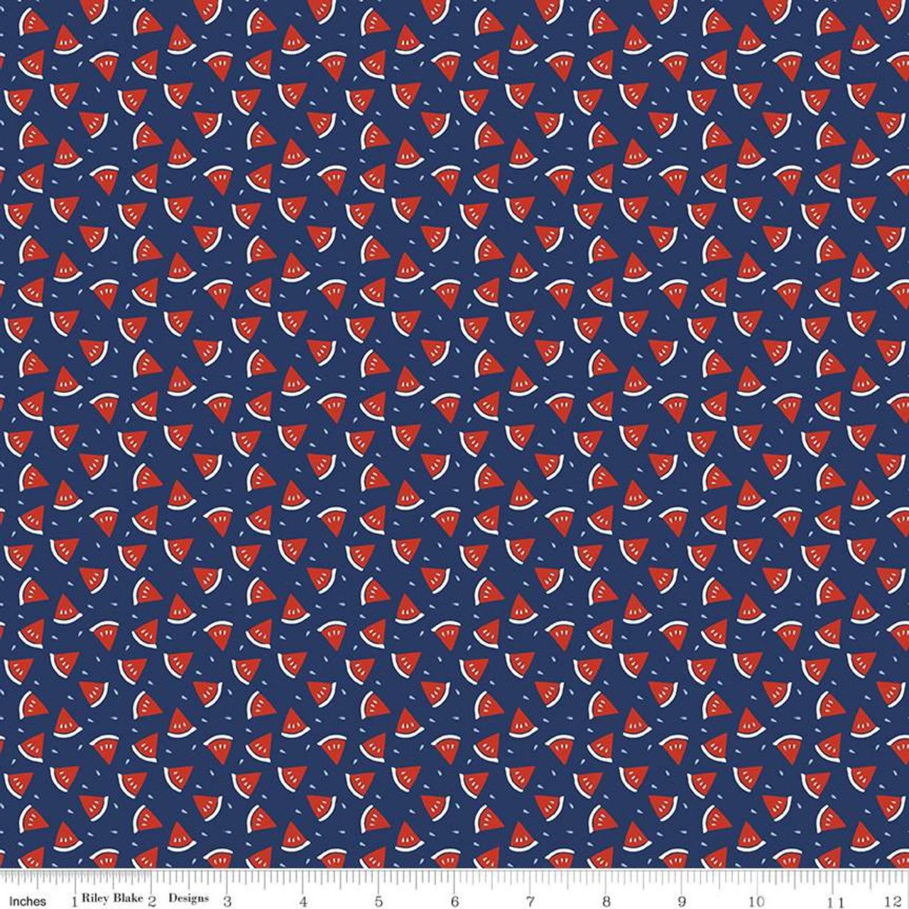 CLEARANCE - Riley Blake Designs - Red White & Bang by Sandy Gervais -  C11528 - Watermelon - Navy